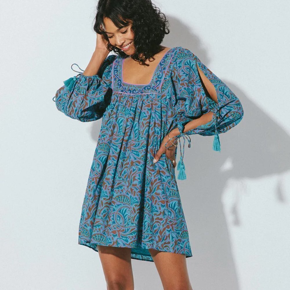 CLEOBELLA Skyla Long Sleeve Organic Cotton Minidress | NWT size medium